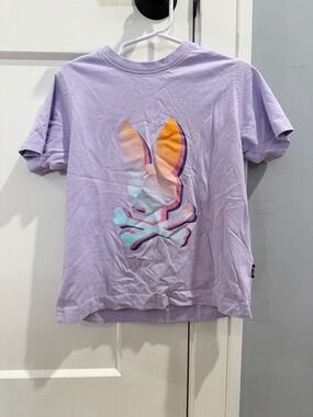 Psycho Bunny Lavender Tee with Multicolor Bunny Logo
